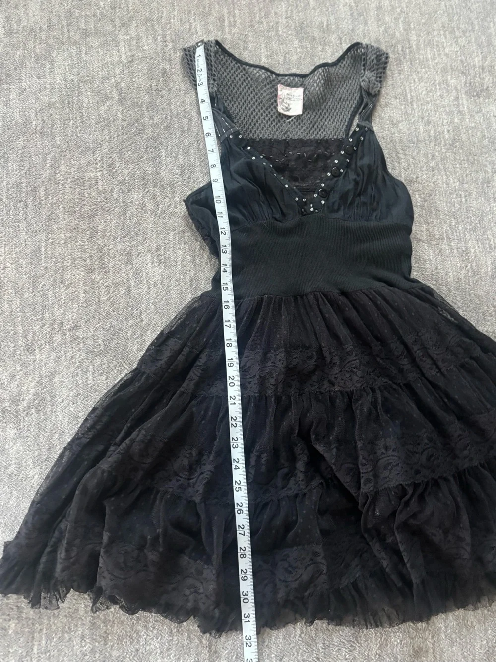 Vintage 100% cotton Free People dress with lace and sequin XS Size 2 Black